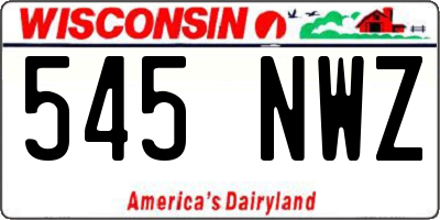 WI license plate 545NWZ