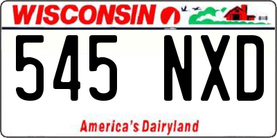 WI license plate 545NXD