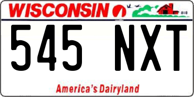 WI license plate 545NXT