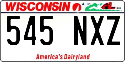WI license plate 545NXZ