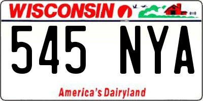 WI license plate 545NYA