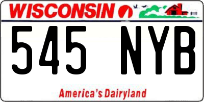 WI license plate 545NYB