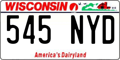 WI license plate 545NYD