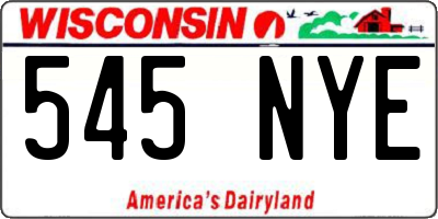 WI license plate 545NYE