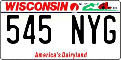 WI license plate 545NYG