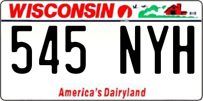 WI license plate 545NYH