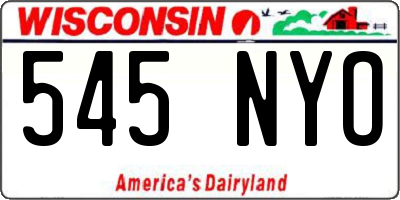 WI license plate 545NYO