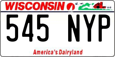 WI license plate 545NYP