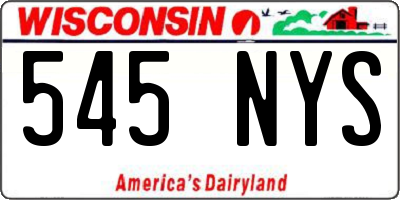 WI license plate 545NYS