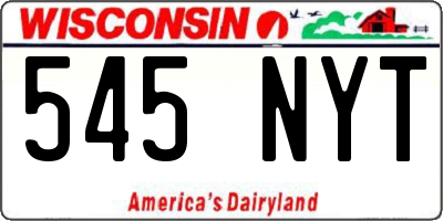 WI license plate 545NYT