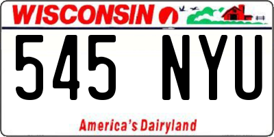 WI license plate 545NYU