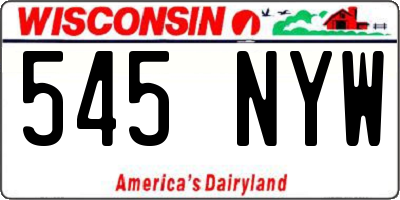 WI license plate 545NYW