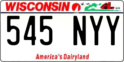 WI license plate 545NYY