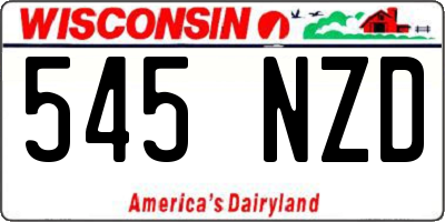 WI license plate 545NZD