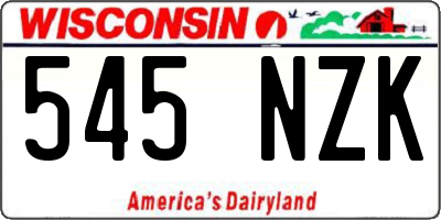 WI license plate 545NZK