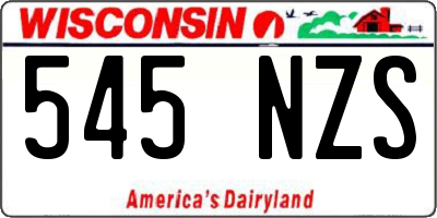 WI license plate 545NZS