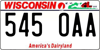 WI license plate 545OAA