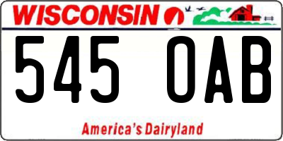 WI license plate 545OAB