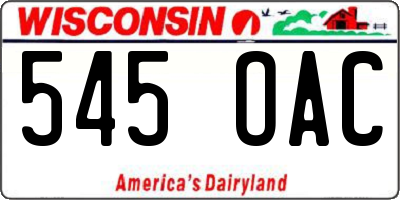 WI license plate 545OAC