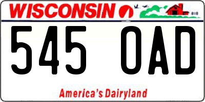 WI license plate 545OAD