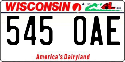 WI license plate 545OAE