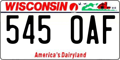 WI license plate 545OAF