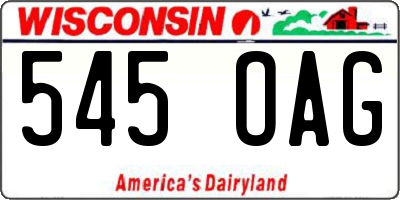 WI license plate 545OAG