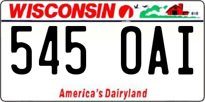 WI license plate 545OAI