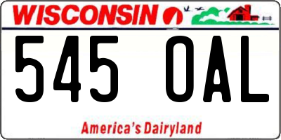 WI license plate 545OAL