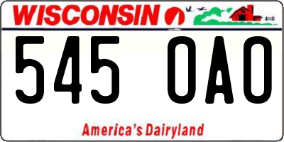 WI license plate 545OAO