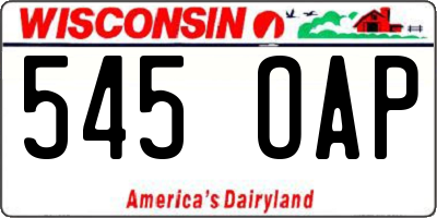WI license plate 545OAP