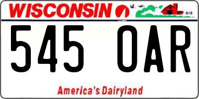 WI license plate 545OAR
