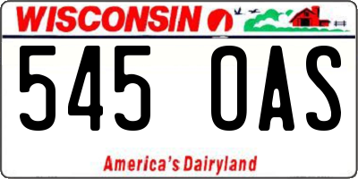 WI license plate 545OAS