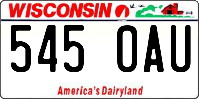 WI license plate 545OAU