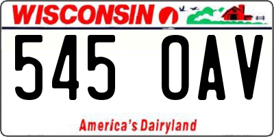 WI license plate 545OAV