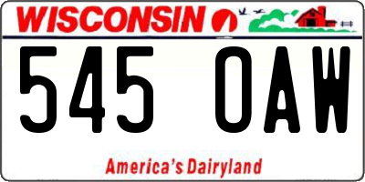 WI license plate 545OAW