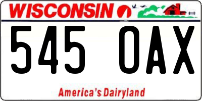 WI license plate 545OAX