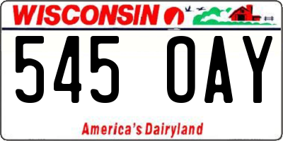 WI license plate 545OAY