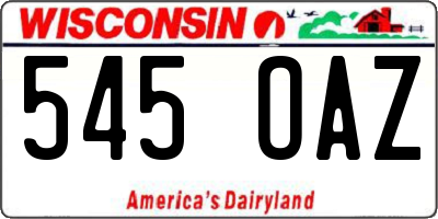 WI license plate 545OAZ