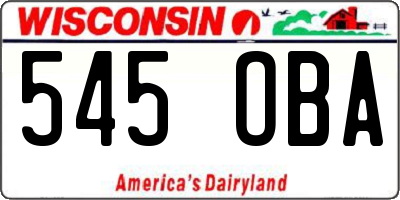 WI license plate 545OBA