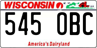 WI license plate 545OBC
