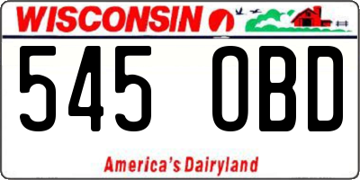 WI license plate 545OBD