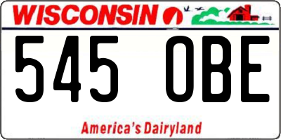 WI license plate 545OBE