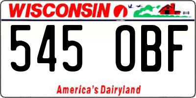 WI license plate 545OBF