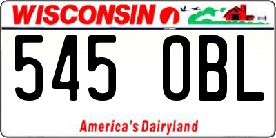 WI license plate 545OBL