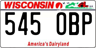 WI license plate 545OBP