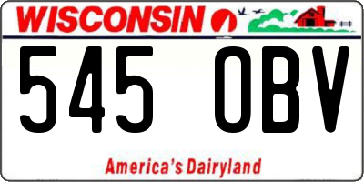 WI license plate 545OBV