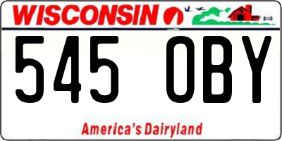 WI license plate 545OBY