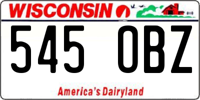 WI license plate 545OBZ