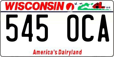 WI license plate 545OCA